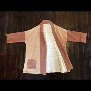 po-em housecoat, pink / salmon natural dyes, 100% cotton, size small